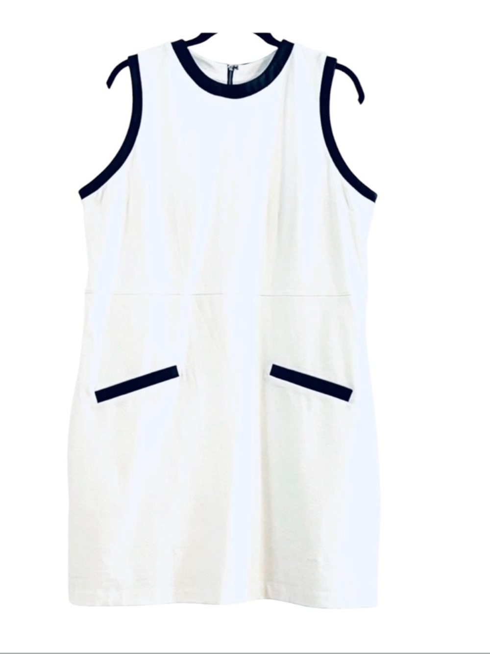 Express White Midi Dress With Black Leather Faux Trim Size XL